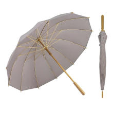 Creative Straight 12 Ribs RPET Fabric Full Bamboo Frame Umbrella